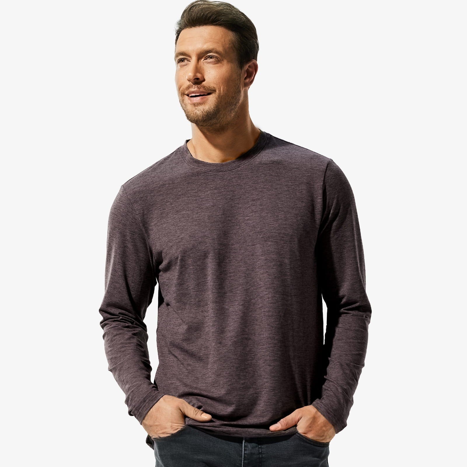 MIER Men’s Buttery Soft Long Sleeve Athletic Crew Neck Tee Men's Shirt Dark Brown / S