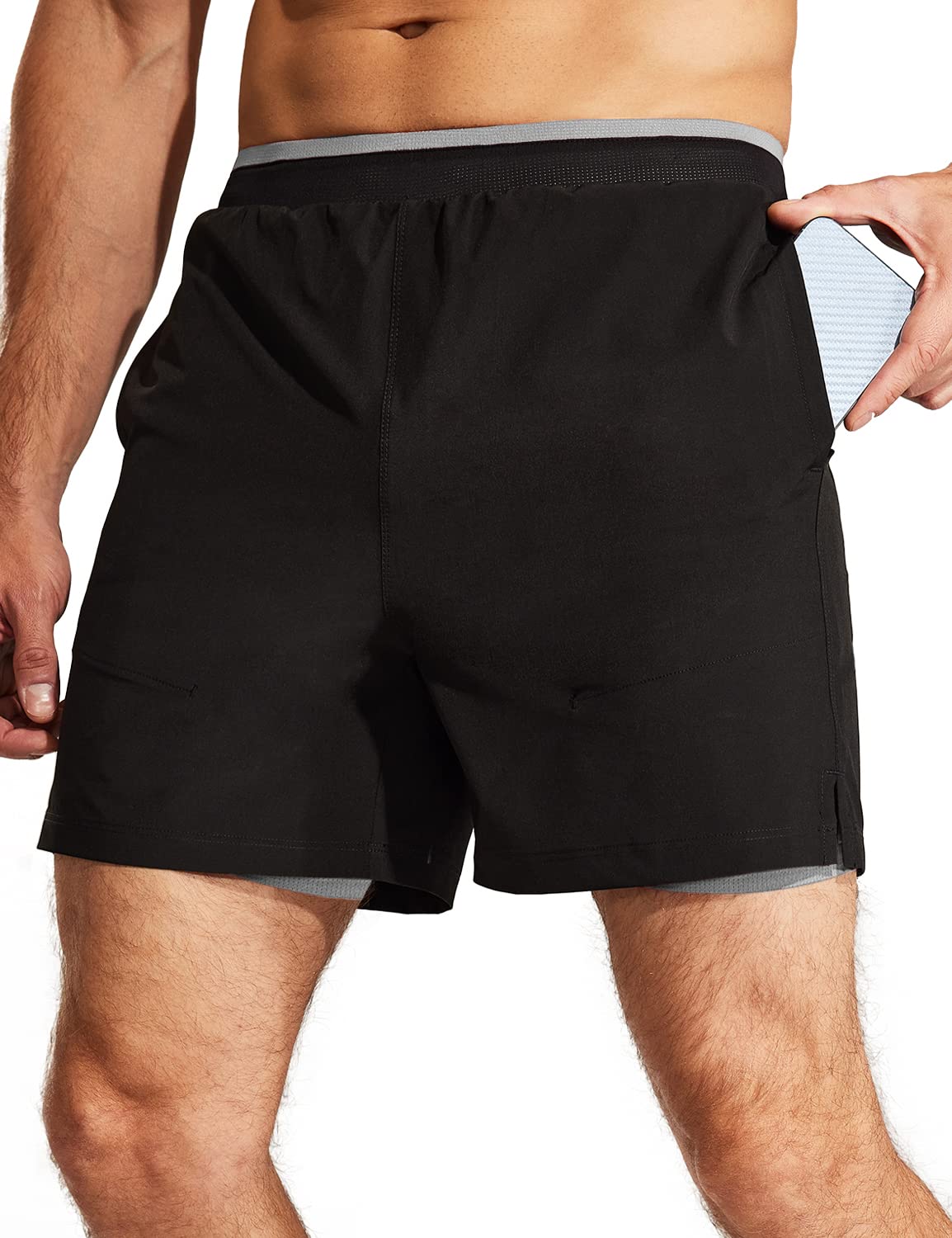 MIER Men's 2 in 1 Running Shorts with Liner 5 Inch Men's Shorts