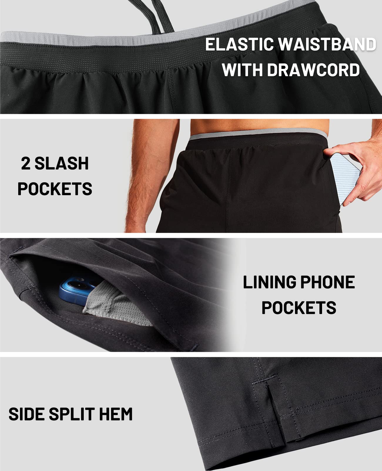 MIER Men's 2 in 1 Running Shorts with Liner 5 Inch Men's Shorts