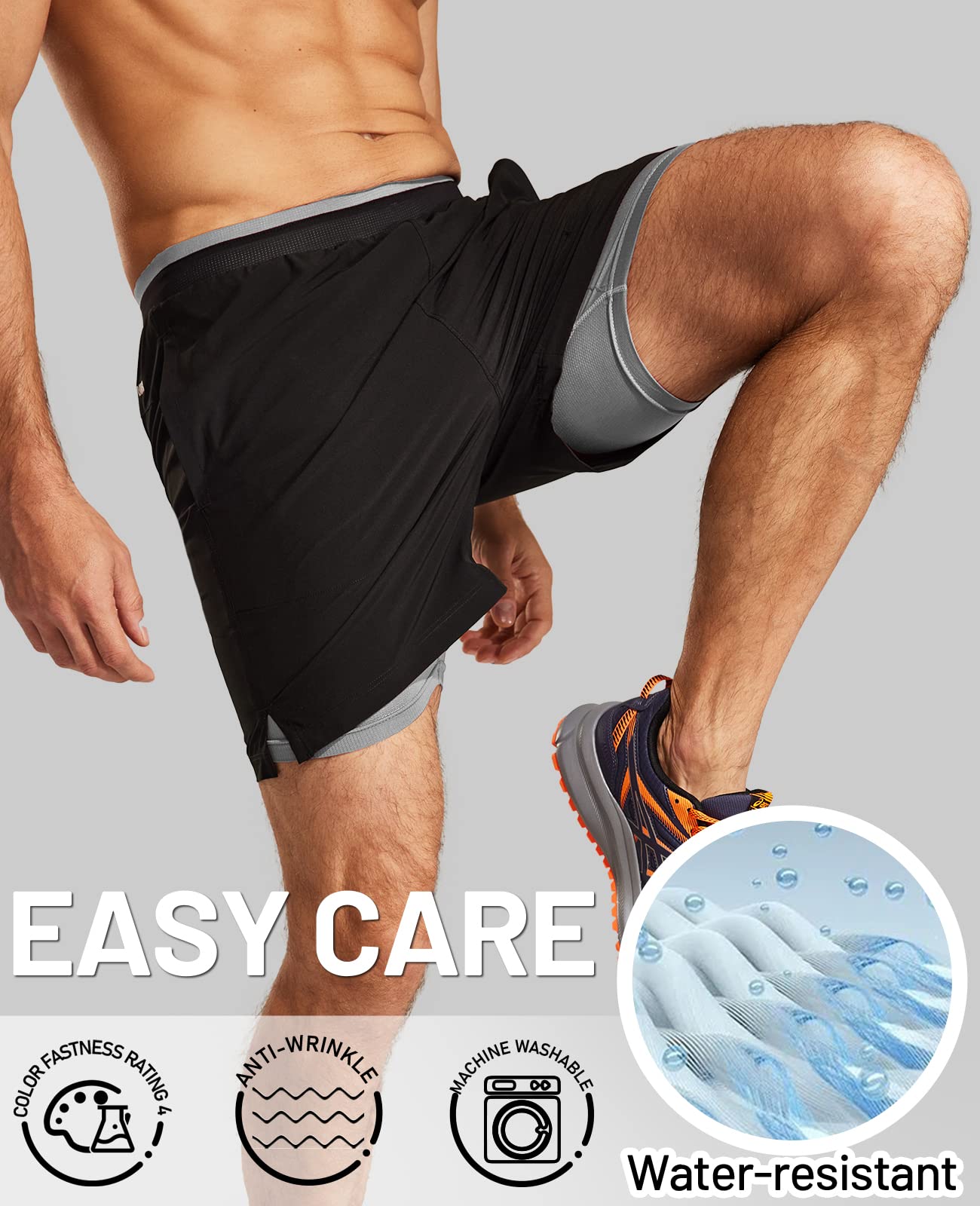 MIER Men's 2 in 1 Running Shorts with Liner 5 Inch Men's Shorts