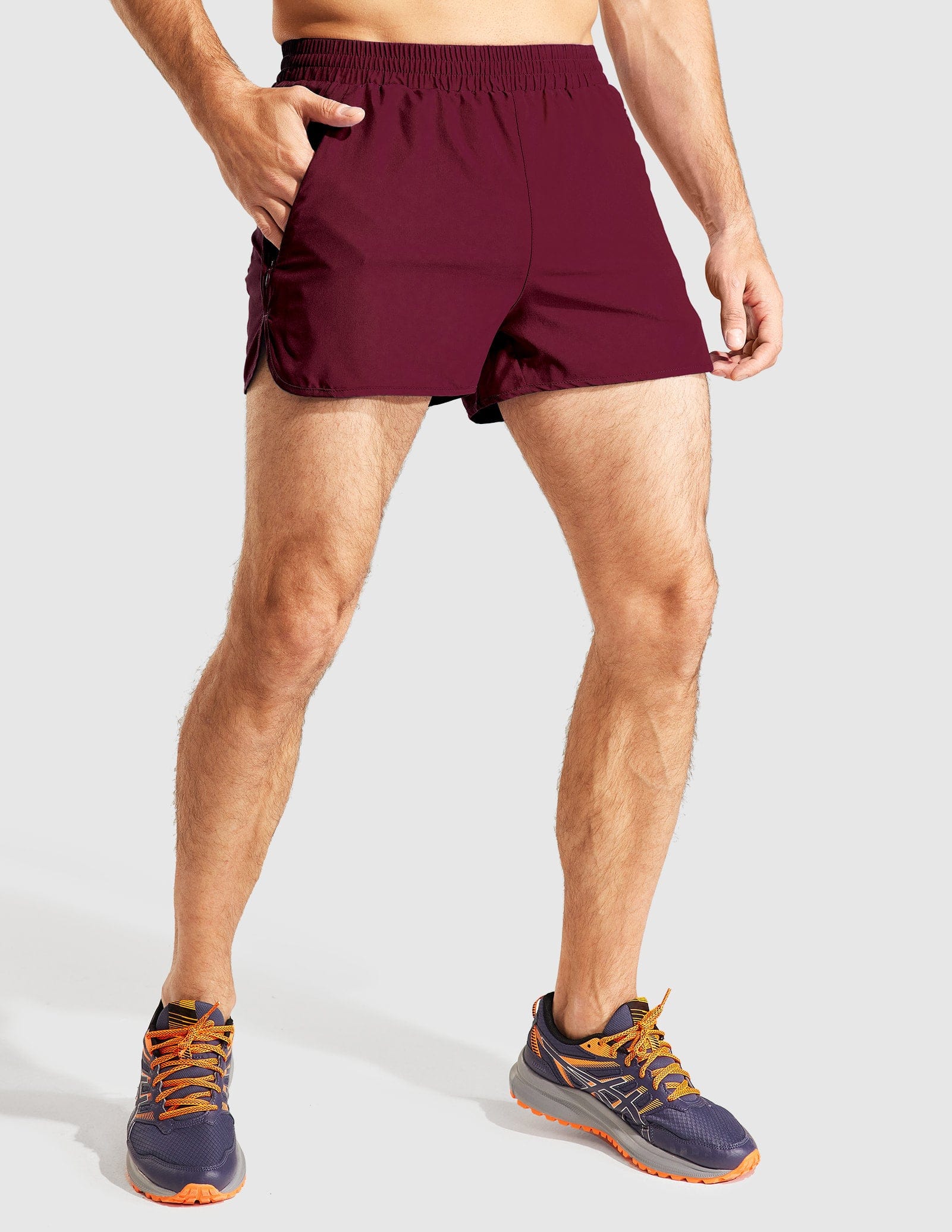 MIER Men‘s 3 Inch Marathon Running Shorts with Liner Men's Shorts Wine / S