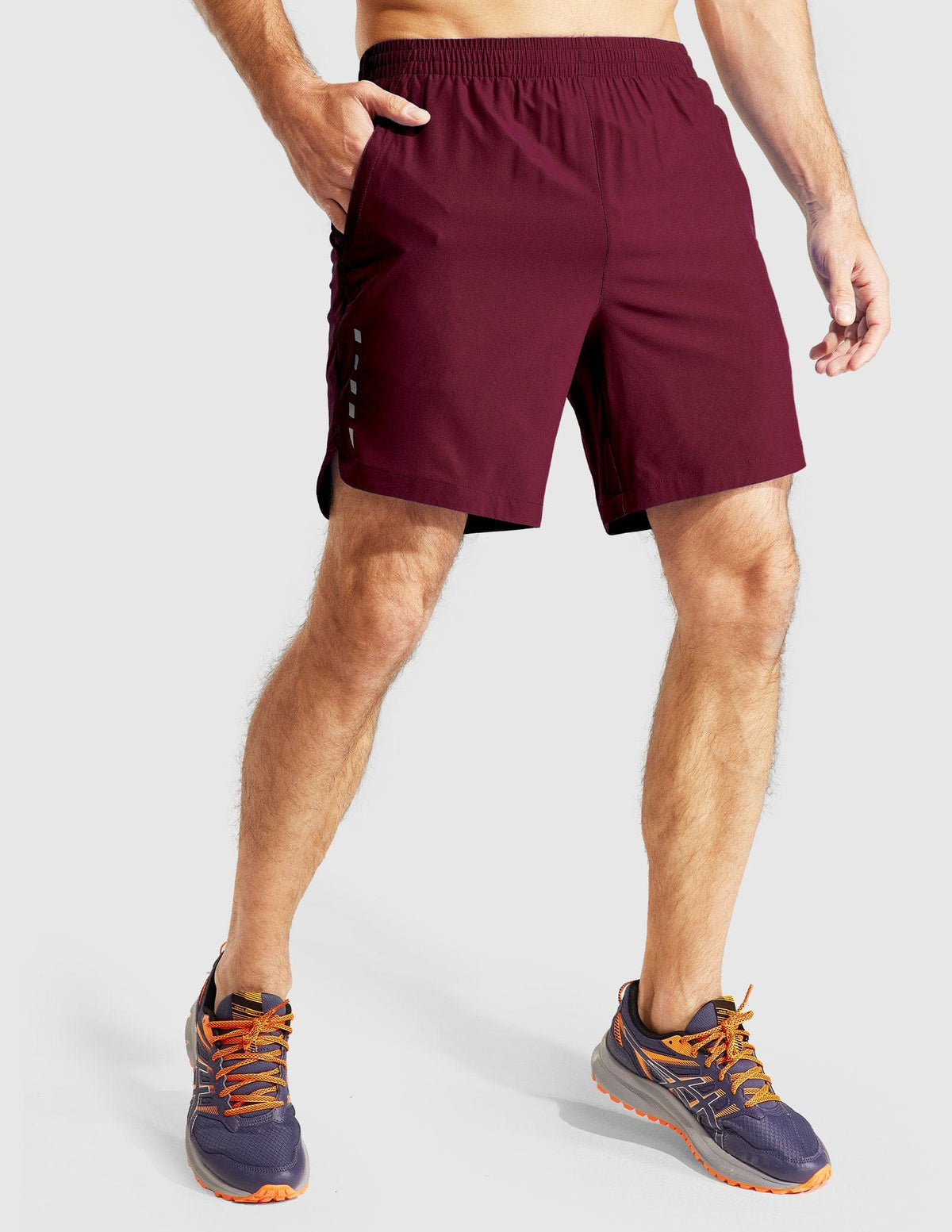 MIER Men's 7 Inch Quick Dry Running Shorts with Zipper Pockets Men's Shorts Wine / XS