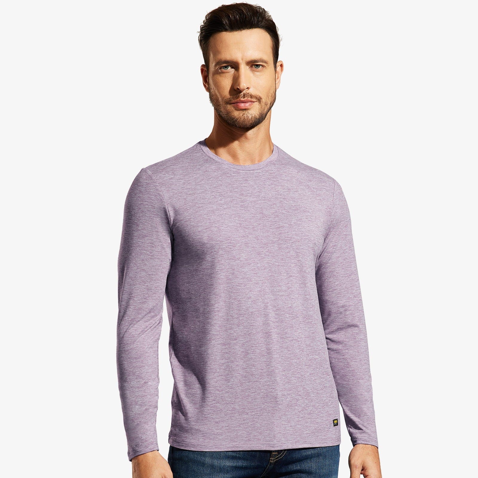 MIER Men’s Buttery Soft Long Sleeve Athletic Crew Neck Tee Men's Shirt Lavender / S