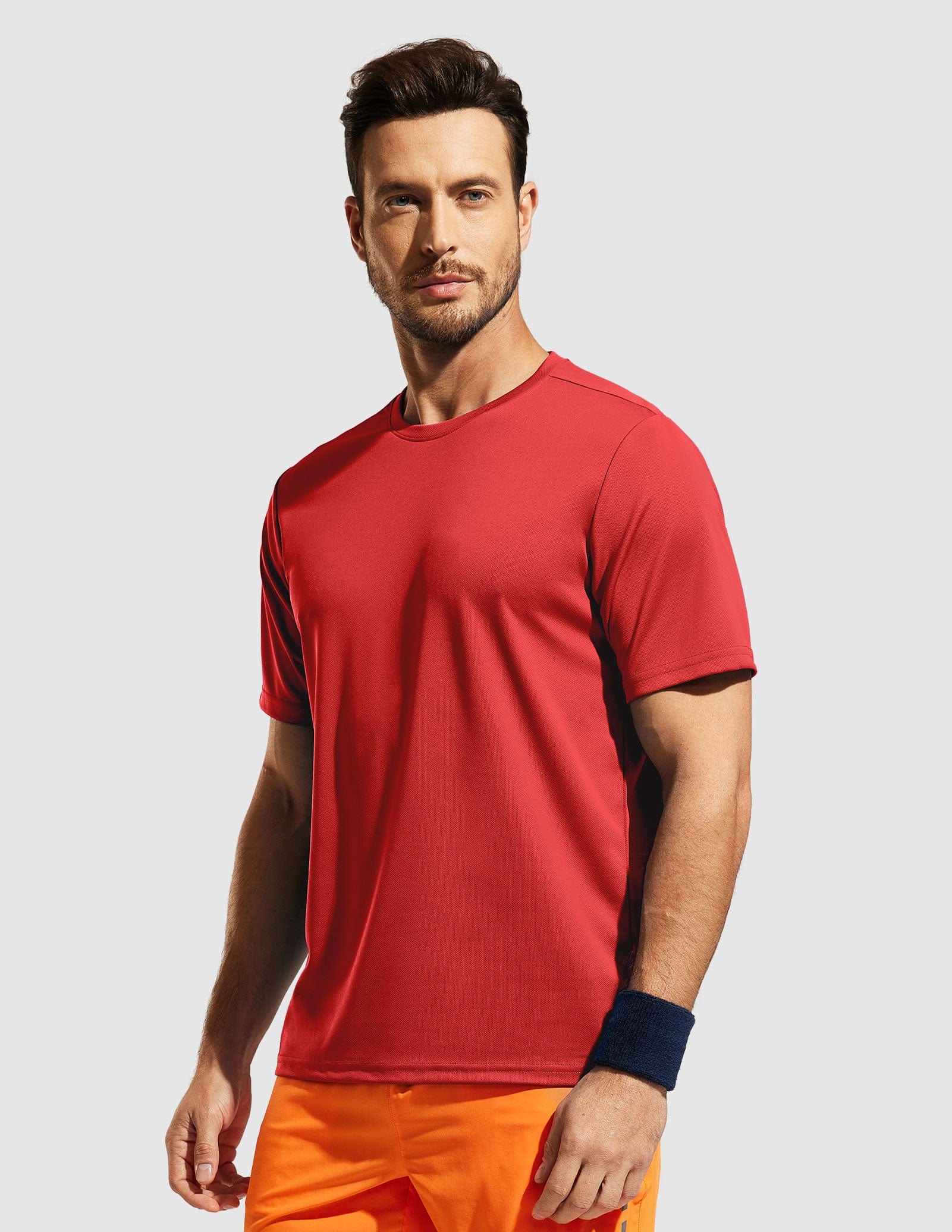 MIER Men's Dry Fit Sports T Shirts Quick Dry Lightweight and Moisture Wicking Men's T-Shirts Red / S