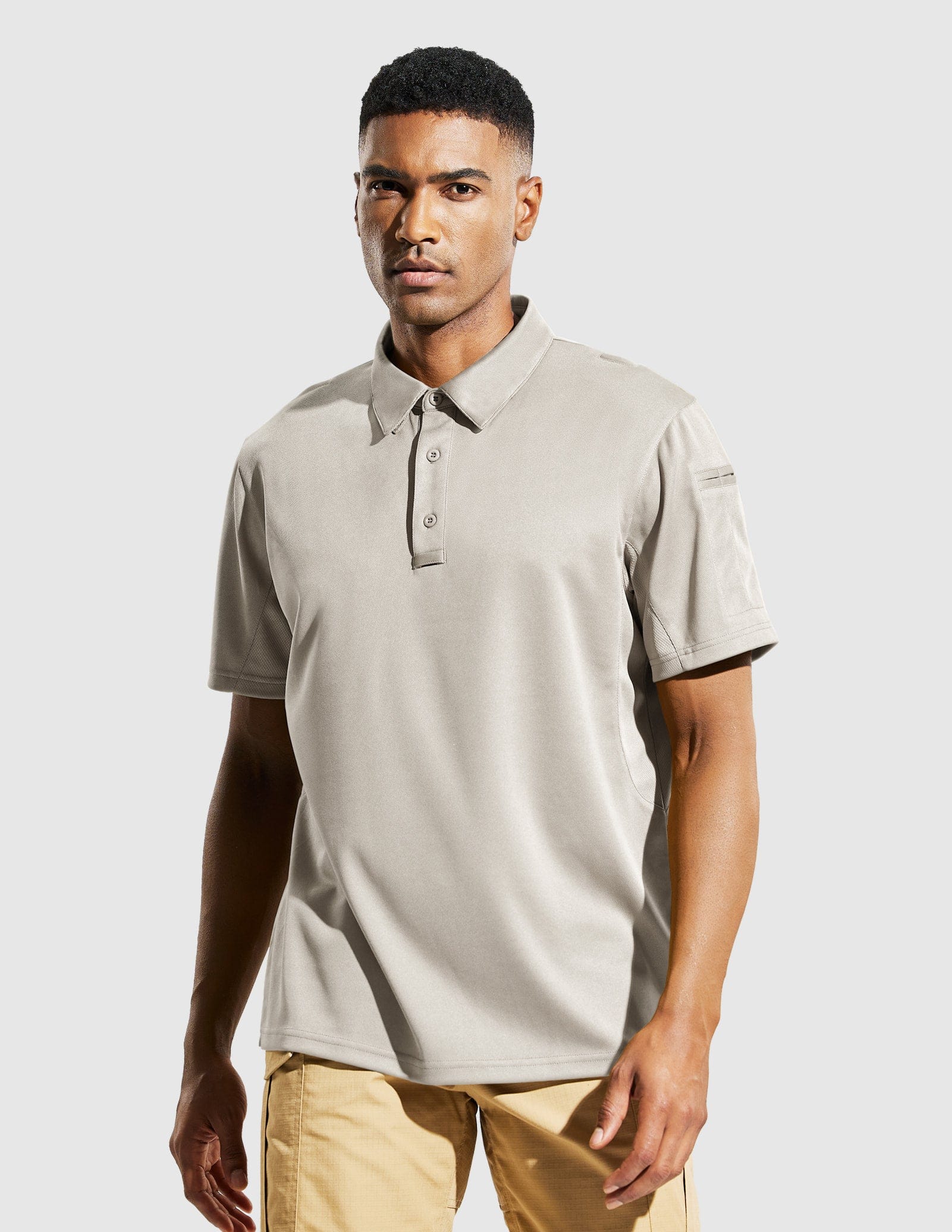 MIER Men's Tactical Polo Shirts Outdoor Collared Shirt Men Polo Light Khaki / S