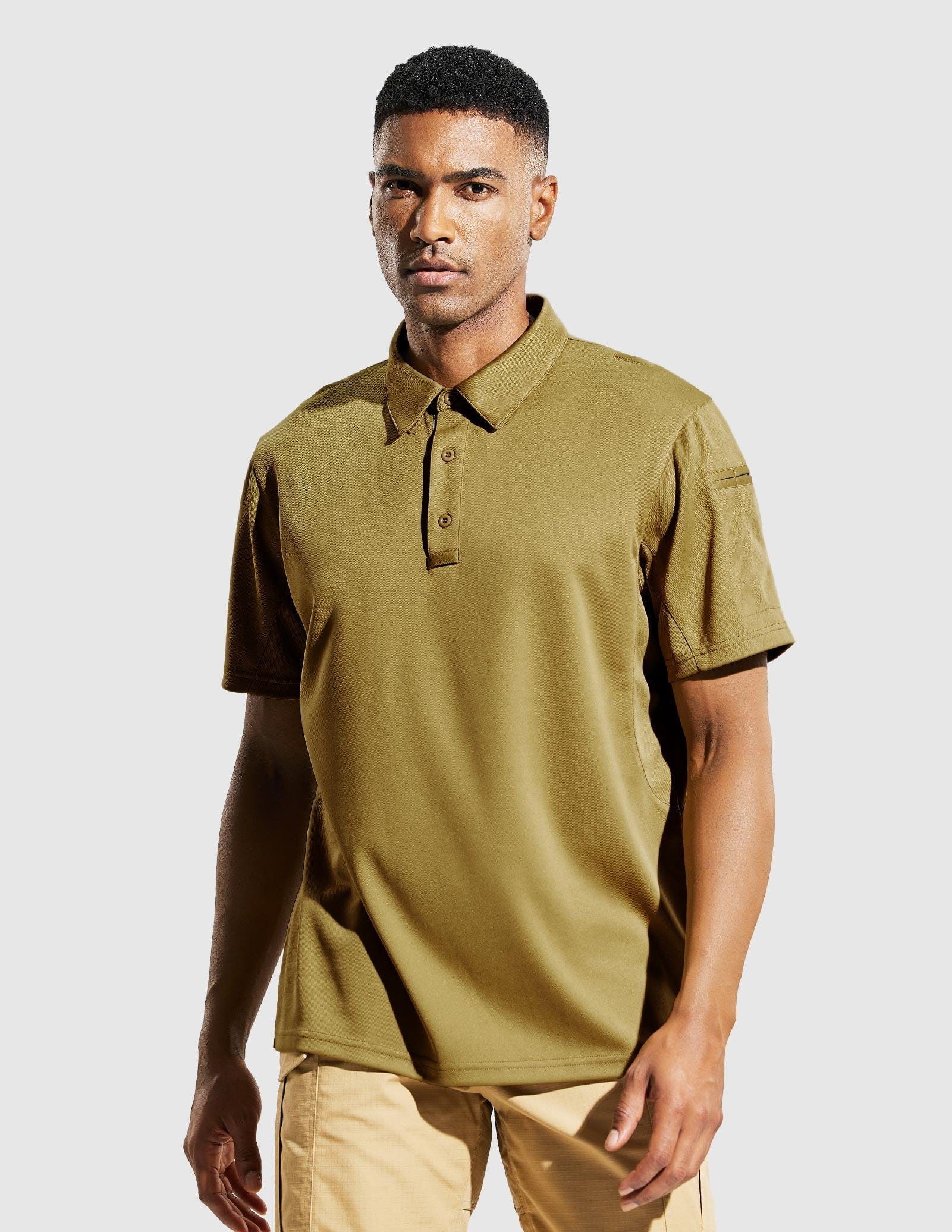 MIER Men's Tactical Polo Shirts Outdoor Collared Shirt Men Polo San Brown / S