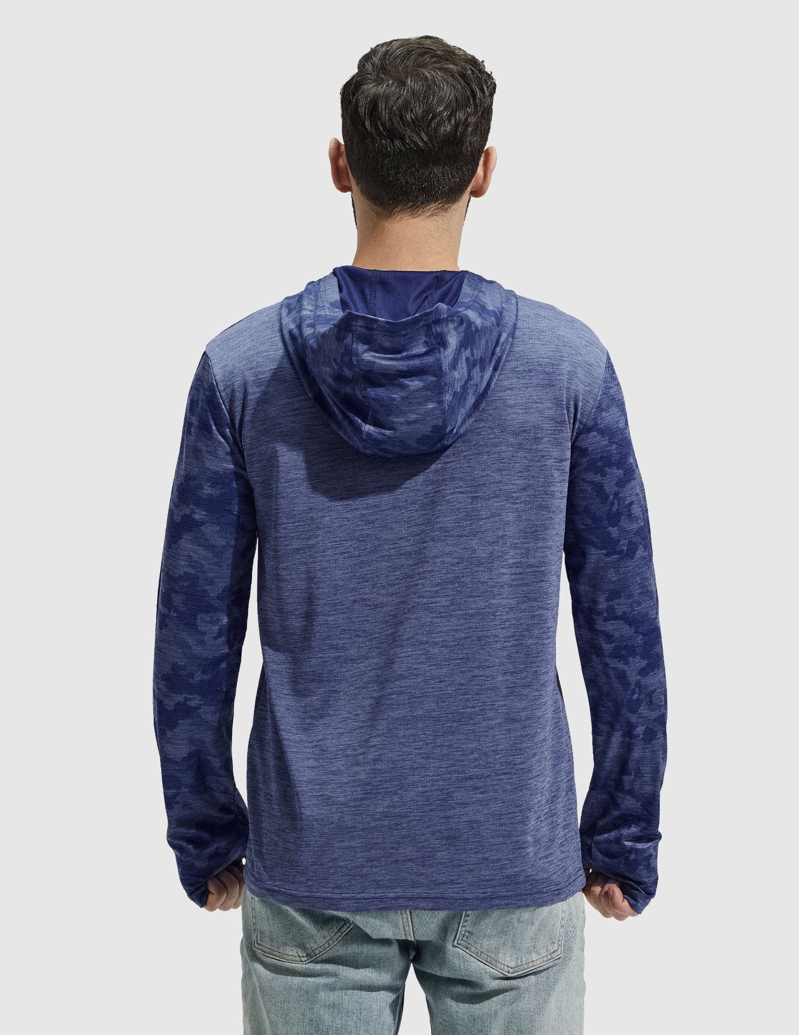 MIER Men's Camouflage-Sleeve Long-Sleeve Performance Hoodie Men's T-Shirts