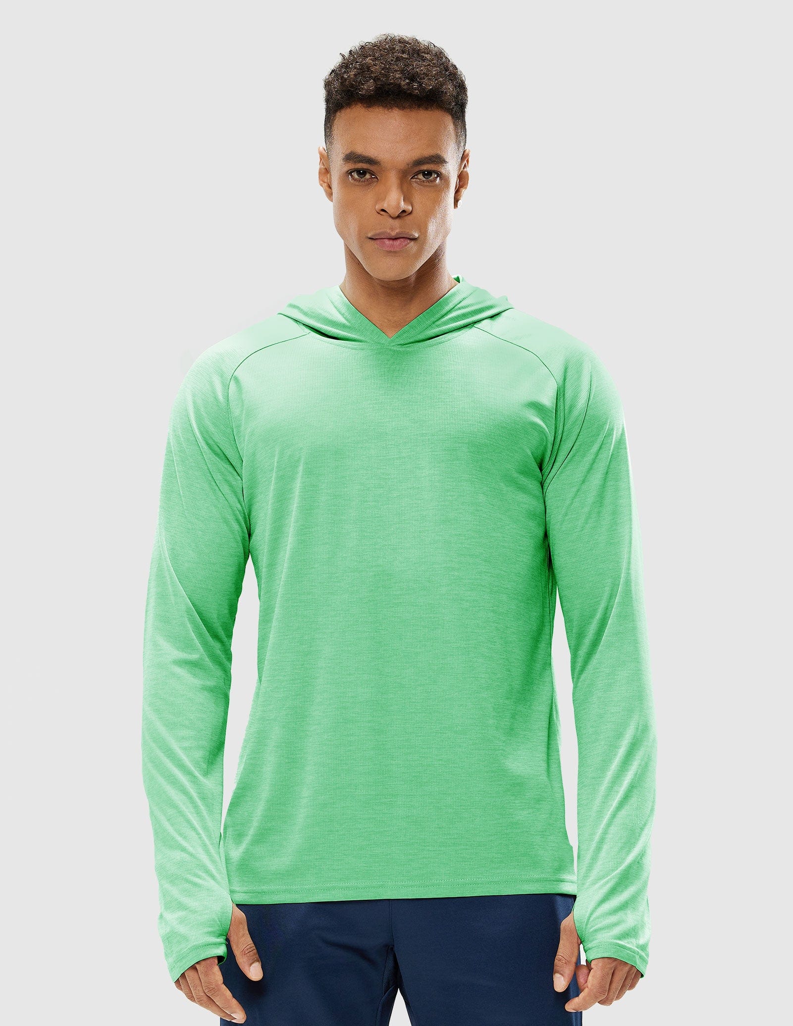 MIER Men's Performance Long Sleeve Hooded Sun Shirt Men's T-Shirts Light Green / S