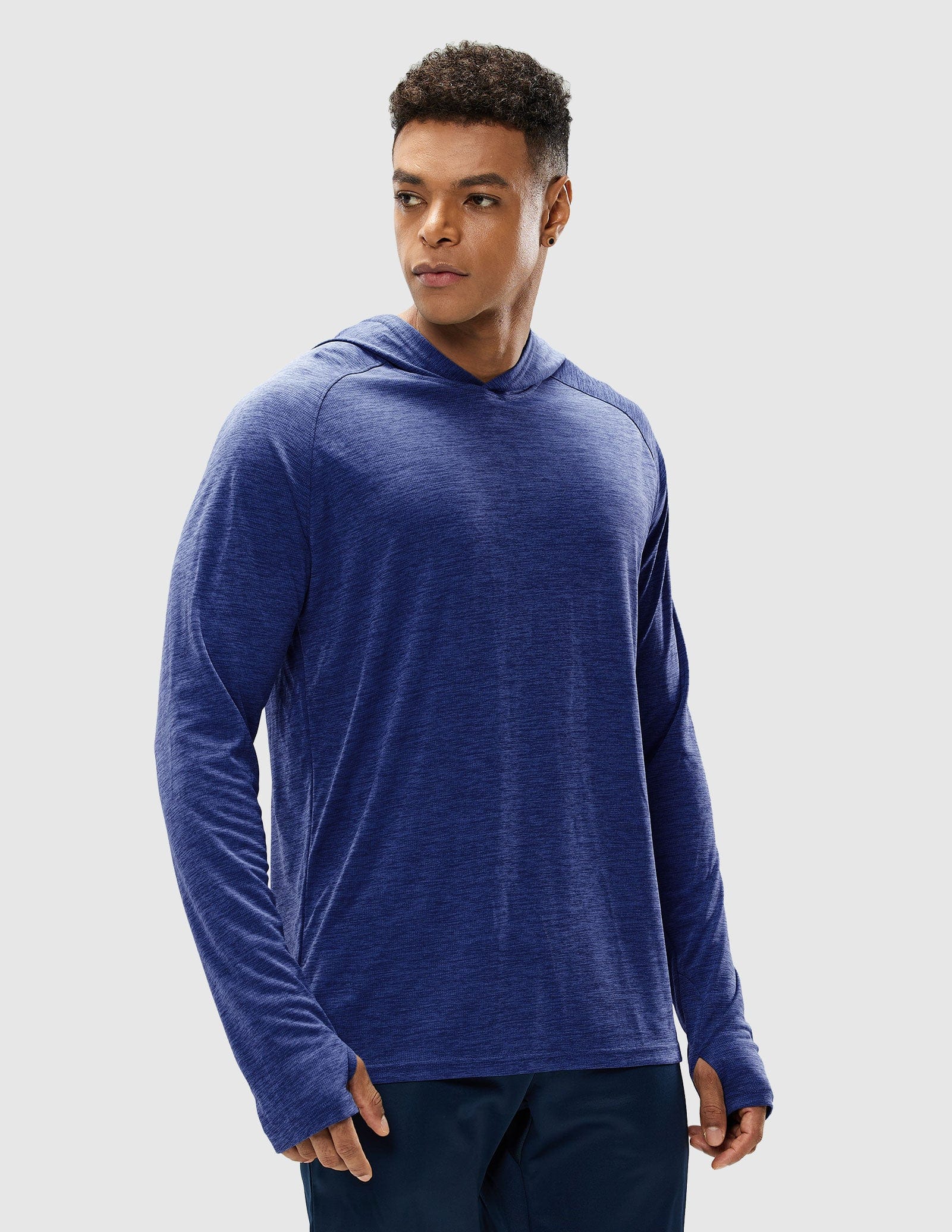 MIER Men's Performance Long Sleeve Hooded Sun Shirt Men's T-Shirts Ocean Blue / S