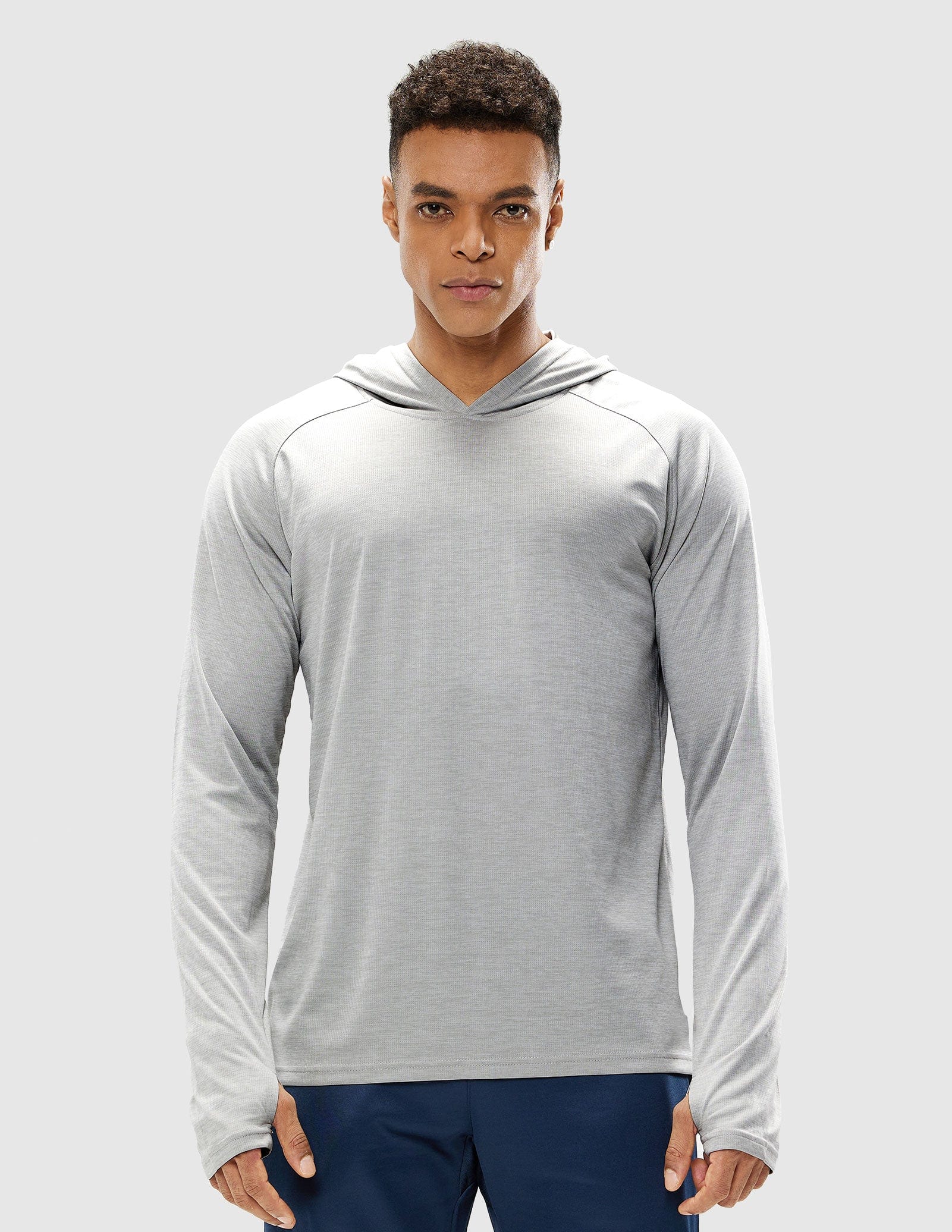 MIER Men's Performance Long Sleeve Hooded Sun Shirt Men's T-Shirts Light Grey / S