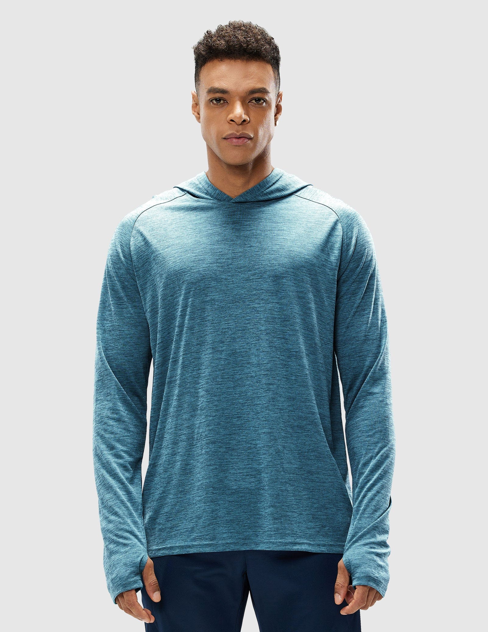MIER Men's Performance Long Sleeve Hooded Sun Shirt Men's T-Shirts Blue / S