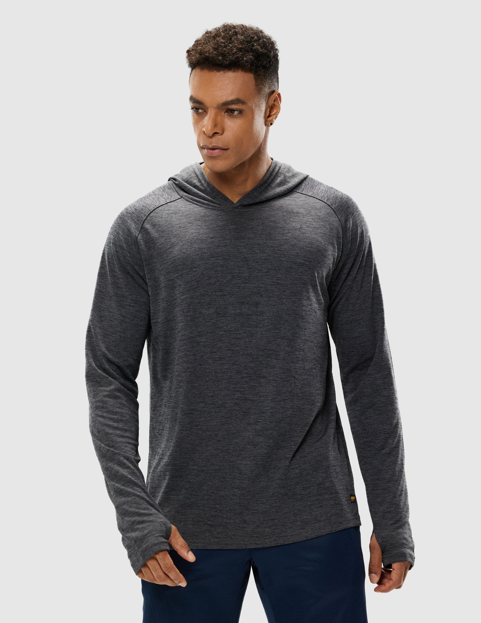 MIER Men's Performance Long Sleeve Hooded Sun Shirt Men's T-Shirts Dark Grey / S
