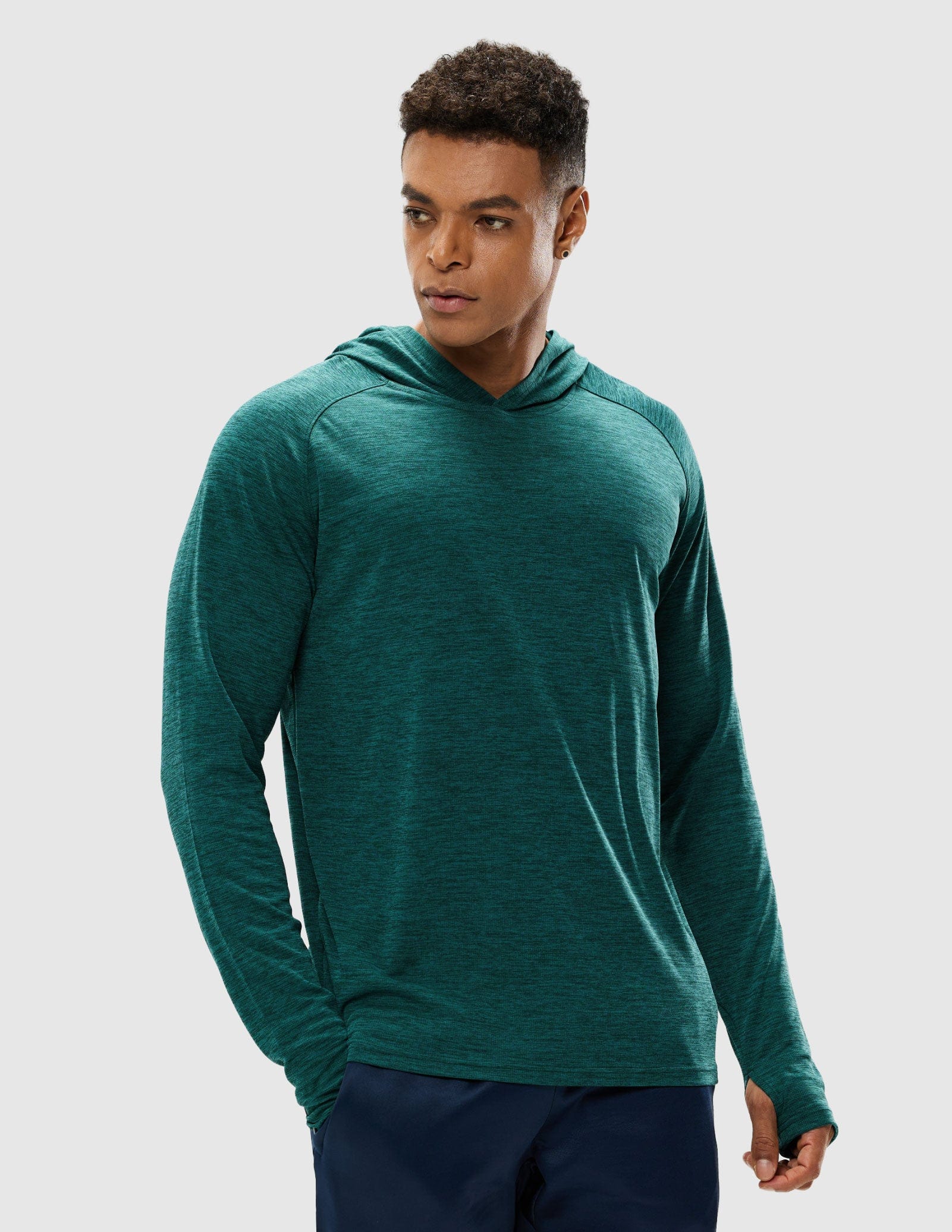 MIER Men's Performance Long Sleeve Hooded Sun Shirt Men's T-Shirts Dark Green / S