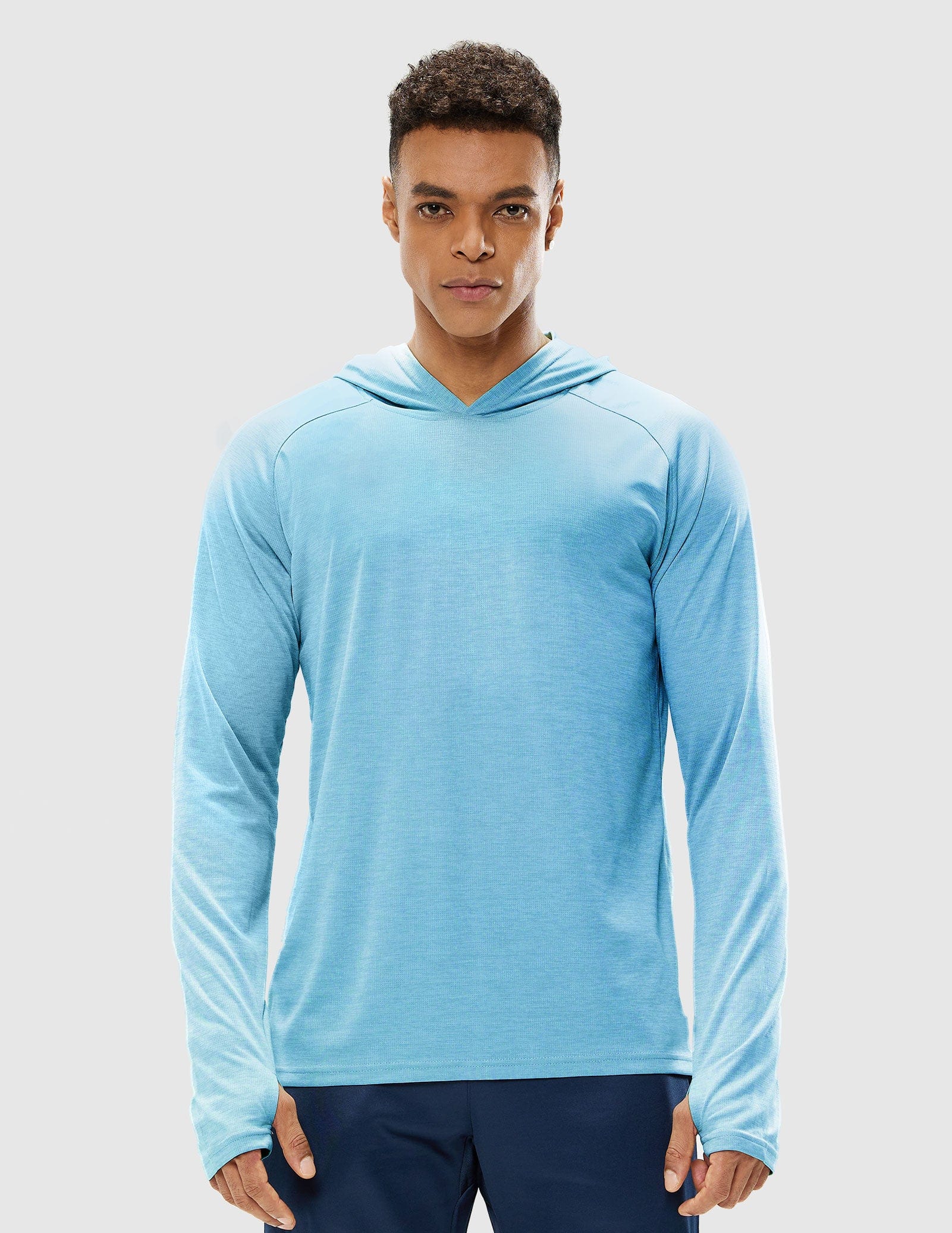 MIER Men's Performance Long Sleeve Hooded Sun Shirt Men's T-Shirts Sky Blue / S