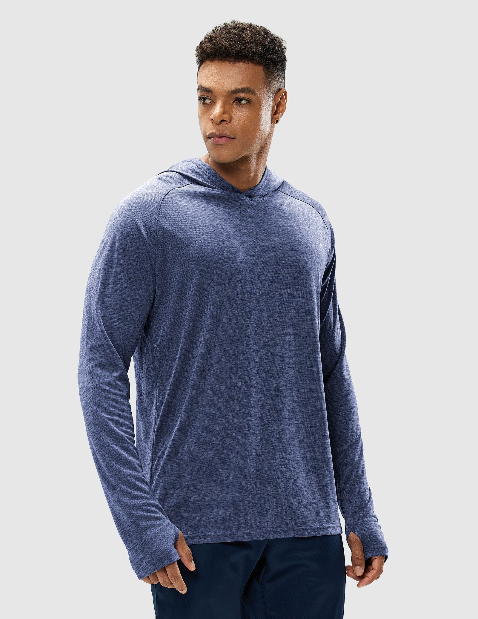 MIER Men's Performance Long Sleeve Hooded Sun Shirt Men's T-Shirts Blue Heather / S
