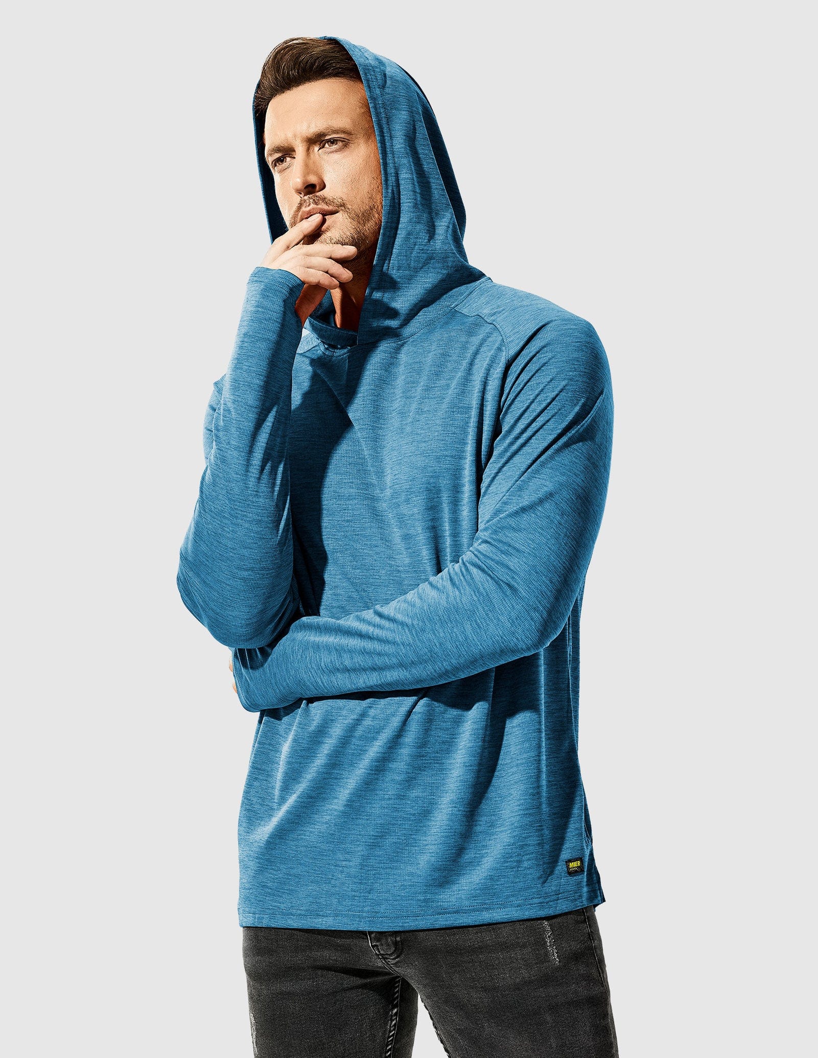 MIER Men's Performance Long Sleeve Hooded Sun Shirt Men's T-Shirts