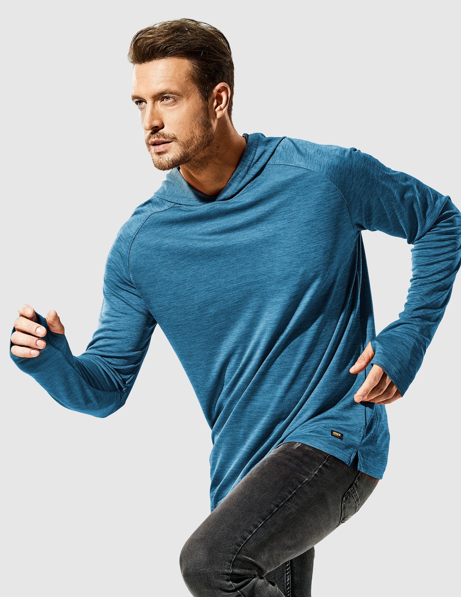 MIER Men's Performance Long Sleeve Hooded Sun Shirt Men's T-Shirts