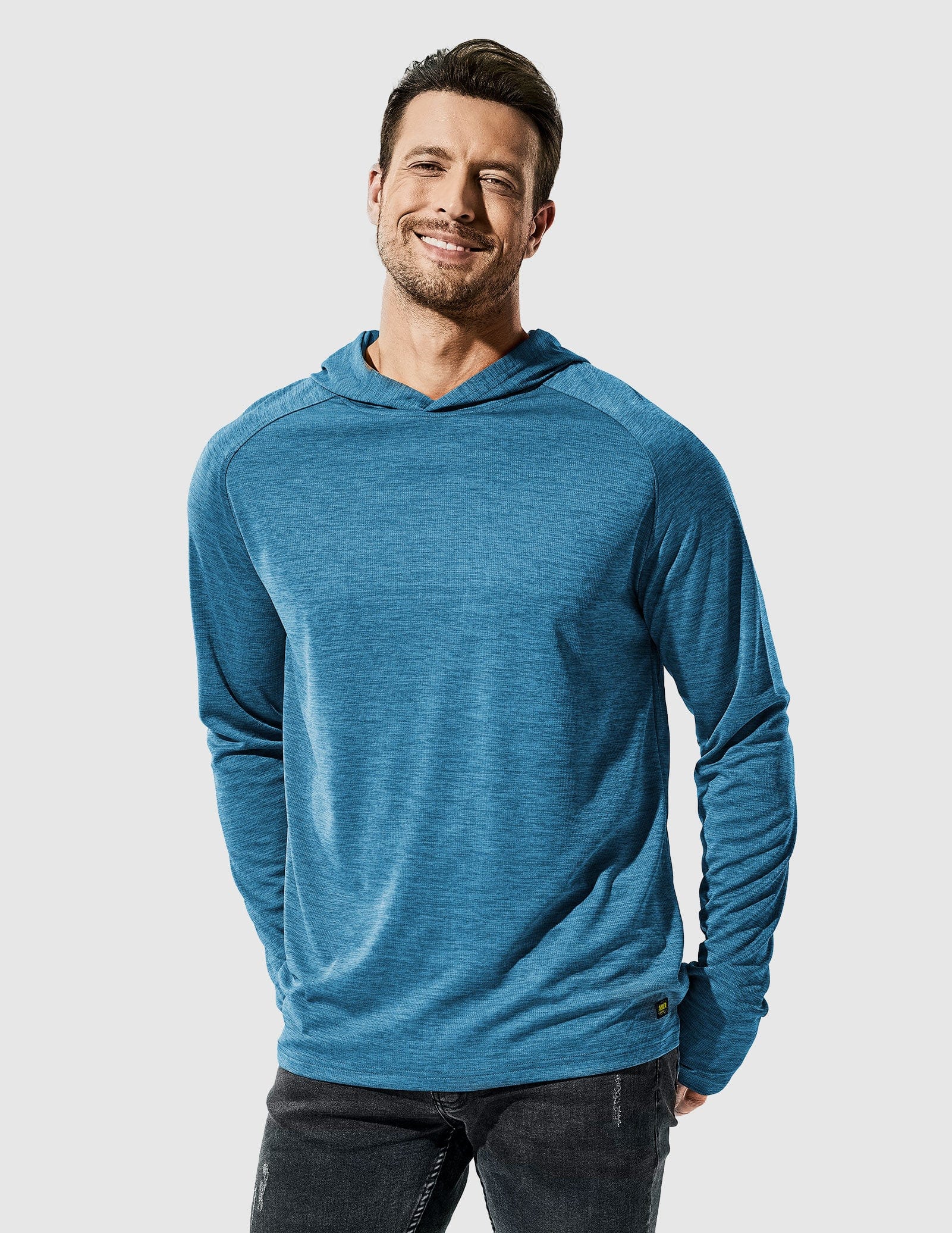 MIER Men's Performance Long Sleeve Hooded Sun Shirt Men's T-Shirts Brilliant Blue / S