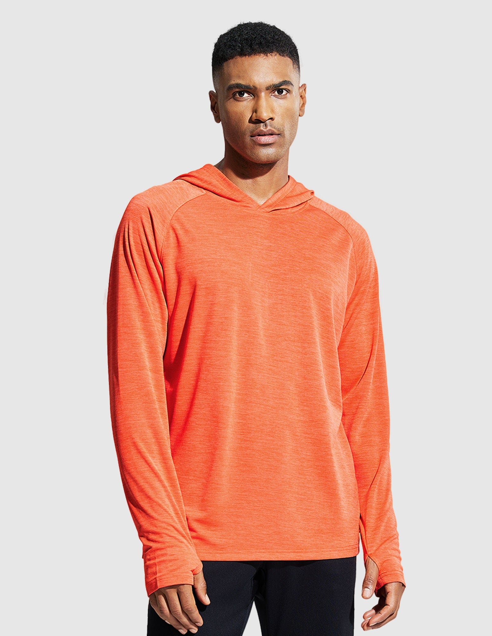 MIER Men's Performance Long Sleeve Hooded Sun Shirt Men's T-Shirts Orange / S
