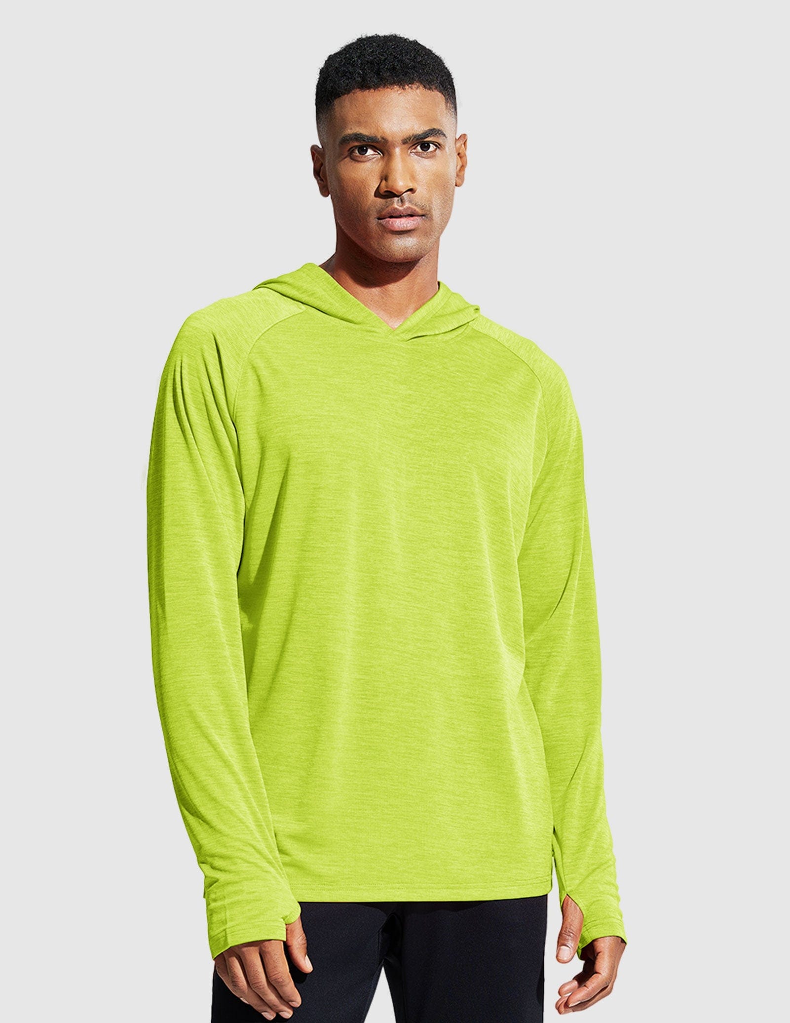 MIER Men's Performance Long Sleeve Hooded Sun Shirt Men's T-Shirts Neon Green / S