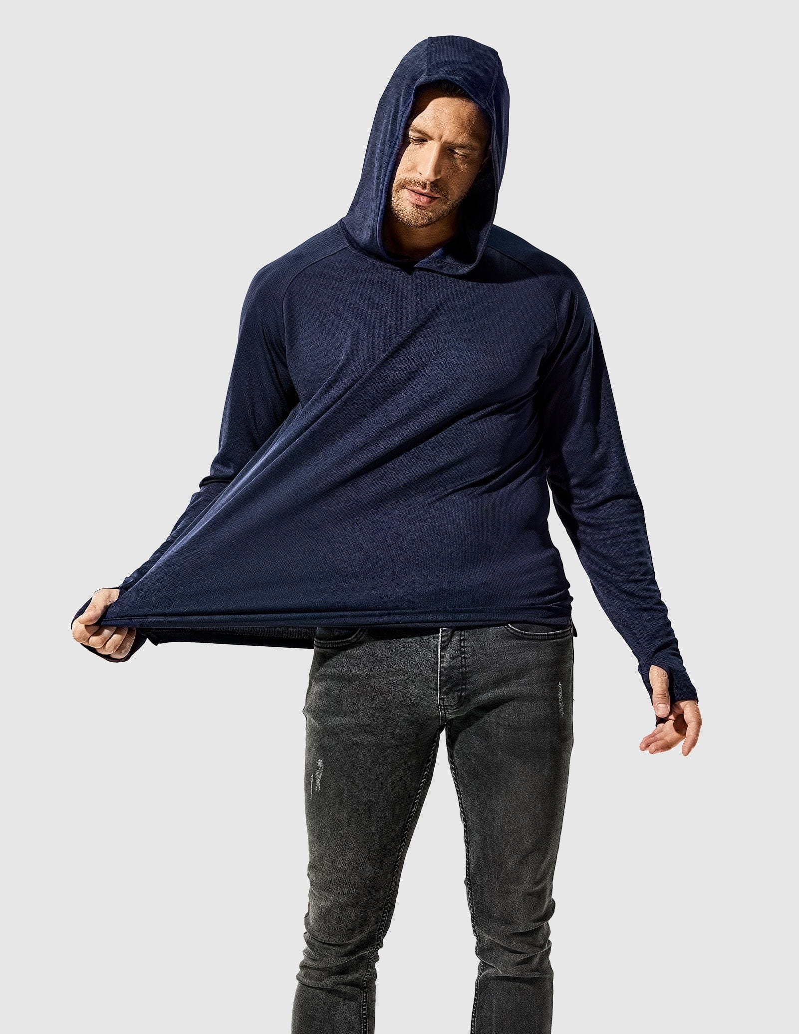 MIER Men's Performance Long Sleeve Hooded Sun Shirt Men's T-Shirts