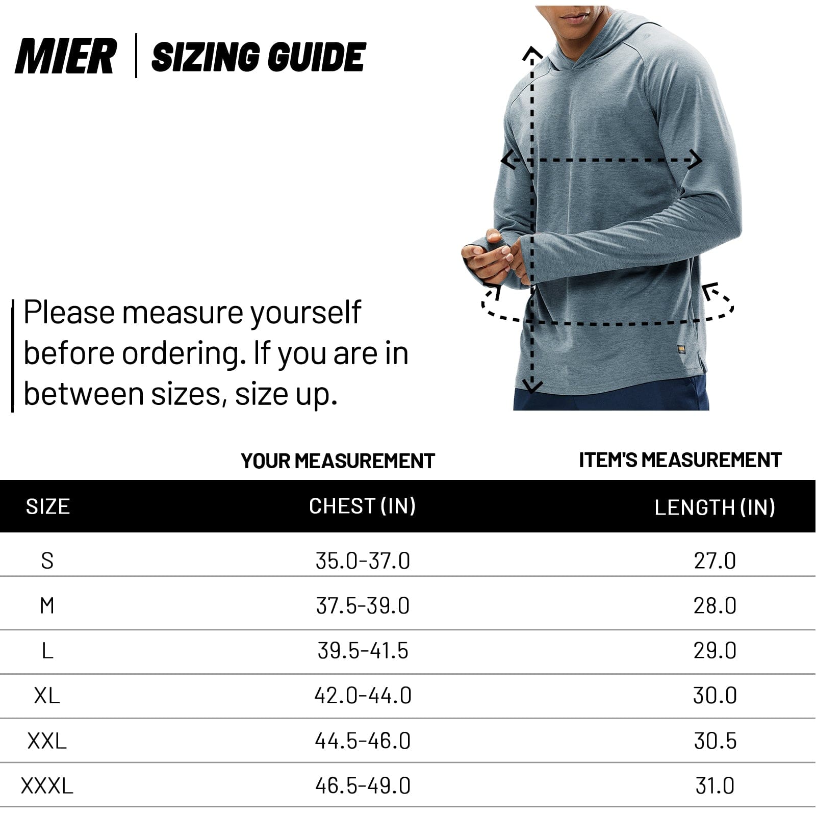 MIER Men's Performance Long Sleeve Hooded Sun Shirt Men's T-Shirts