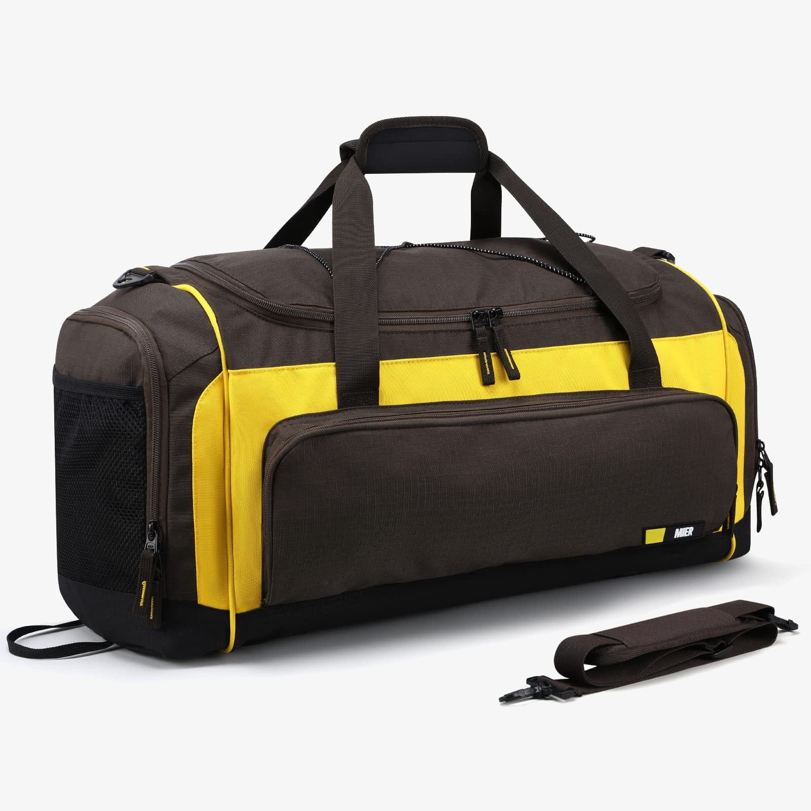 MIER Large Duffel Bag Gym Bag with Shoe Compartment Gym Duffel Bag Brown