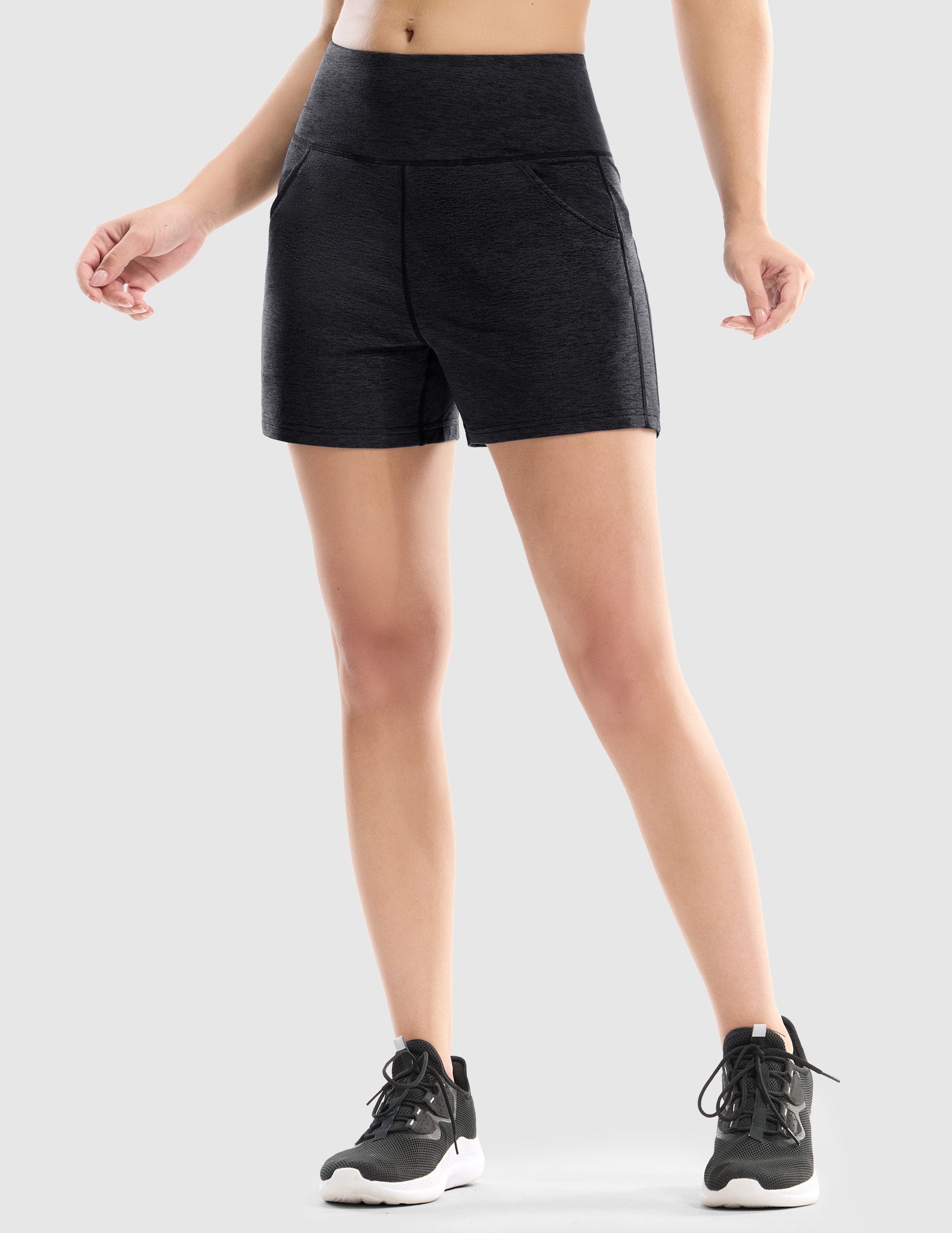 MIER Women’s Ultra-Soft Running Shorts with No-Bounce Phone Pocket Women Shorts Heather Black / XS