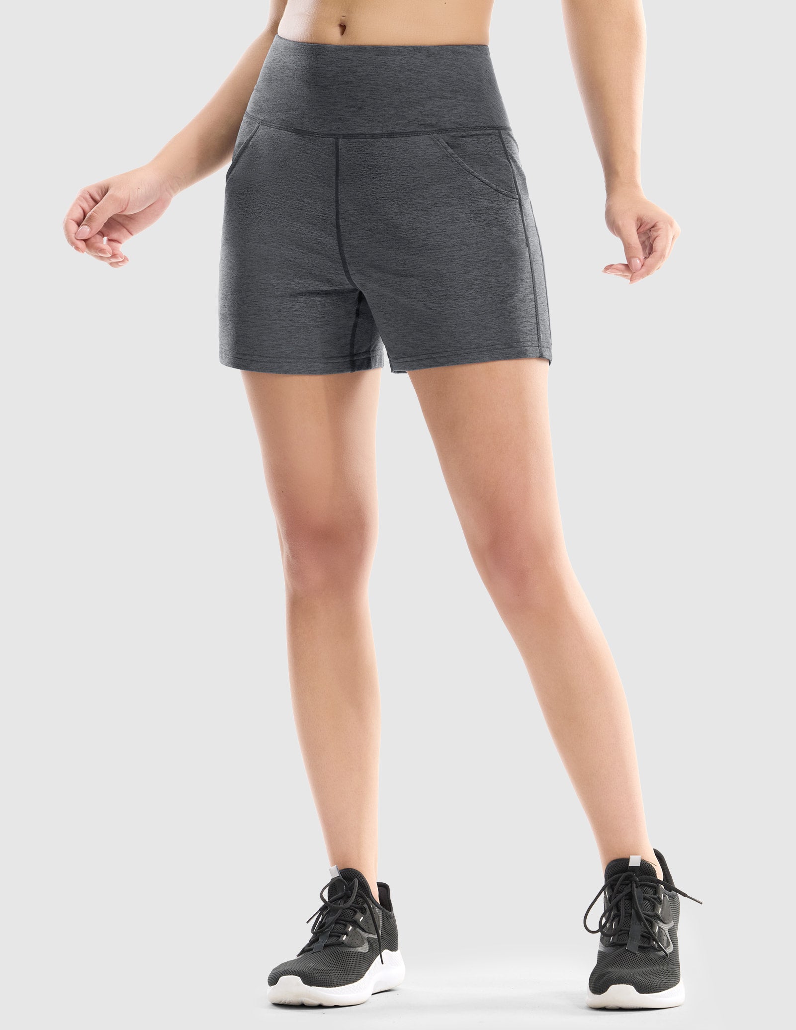 MIER Women’s Ultra-Soft Running Shorts with No-Bounce Phone Pocket Women Shorts Heather Charcoal / XS