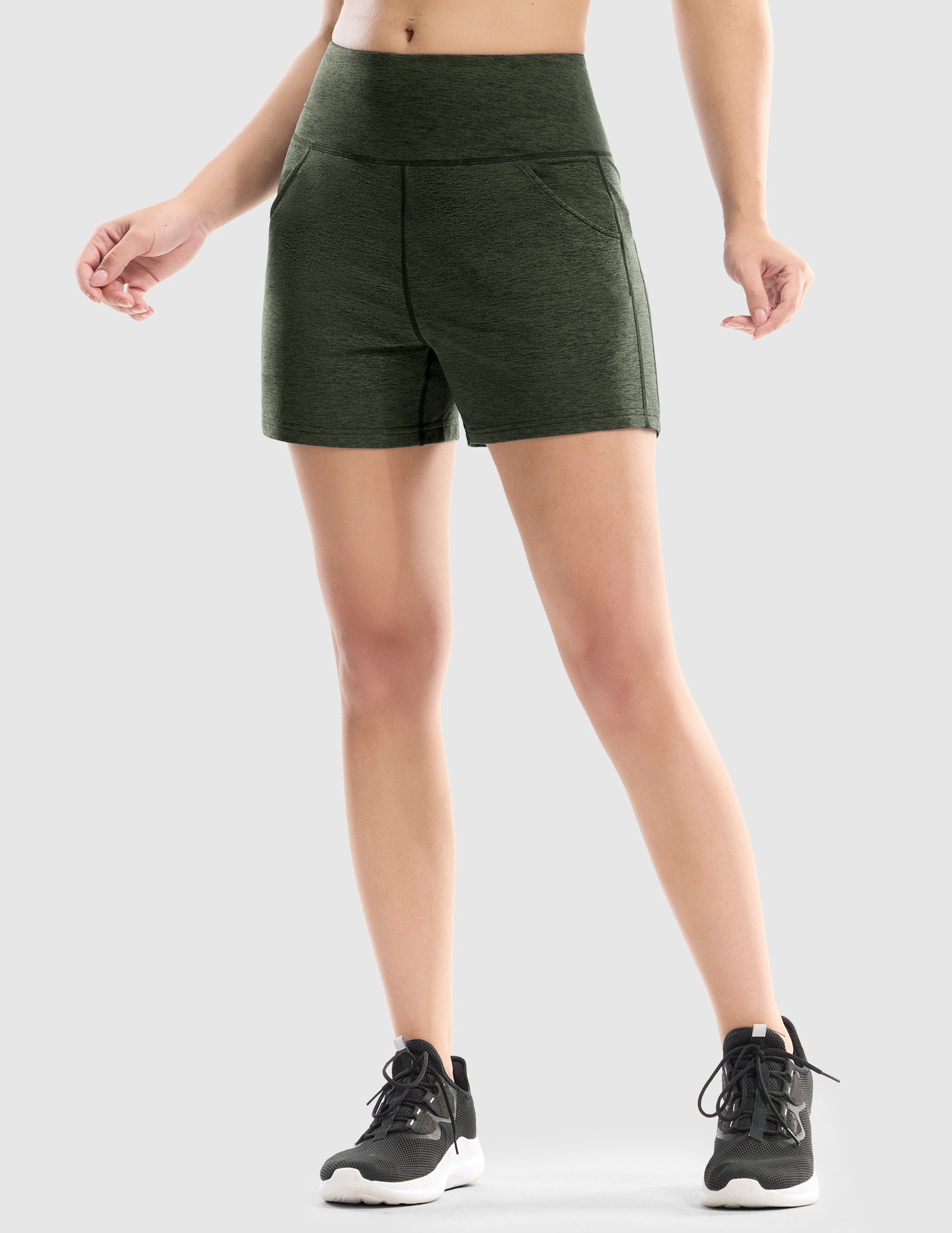 MIER Women’s Ultra-Soft Running Shorts with No-Bounce Phone Pocket Women Shorts Heather Dark Green / XS