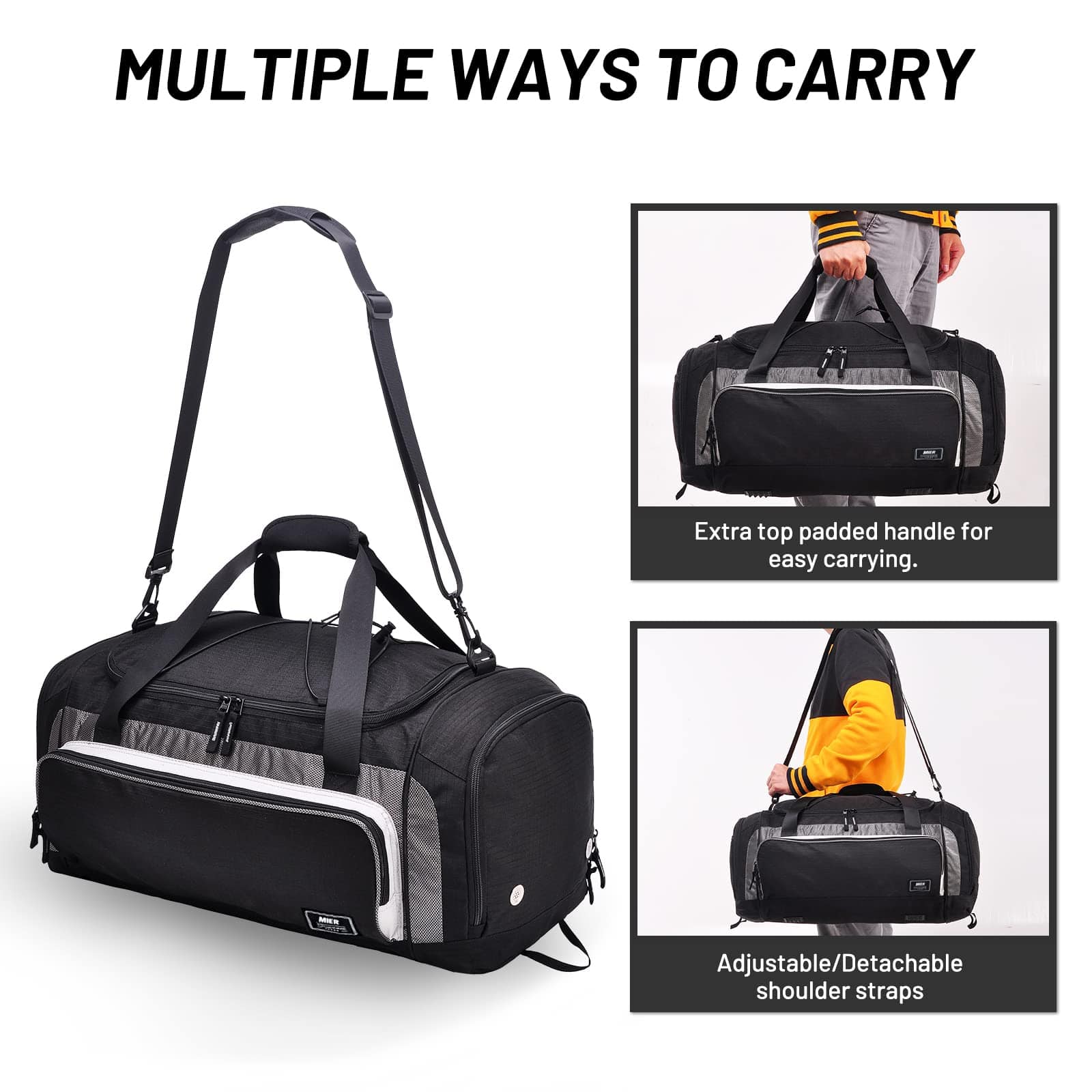 MIER Large Duffel Bag Gym Bag with Shoe Compartment Gym Duffel Bag