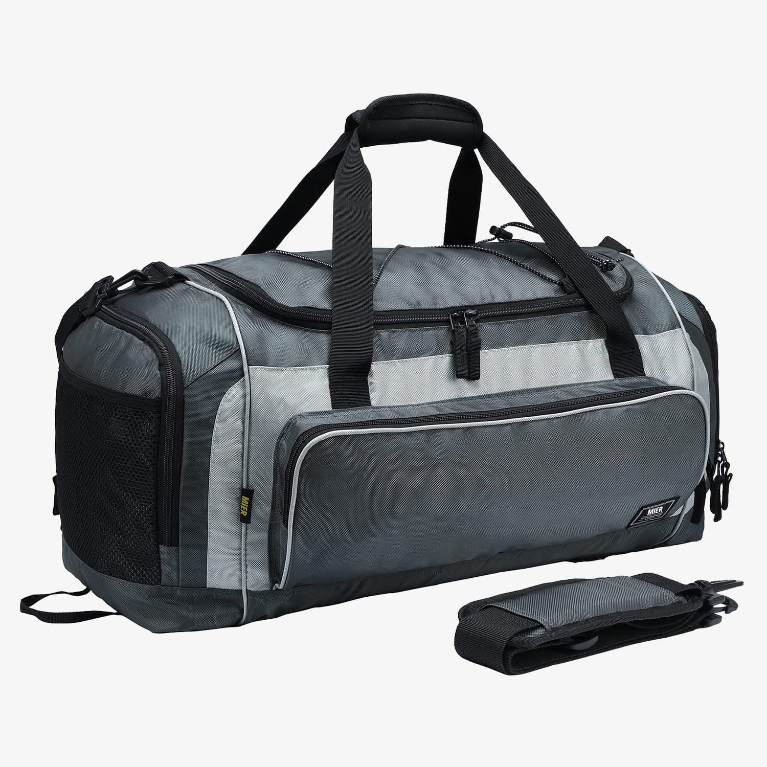 MIER Large Duffel Bag Gym Bag with Shoe Compartment Gym Duffel Bag Grey