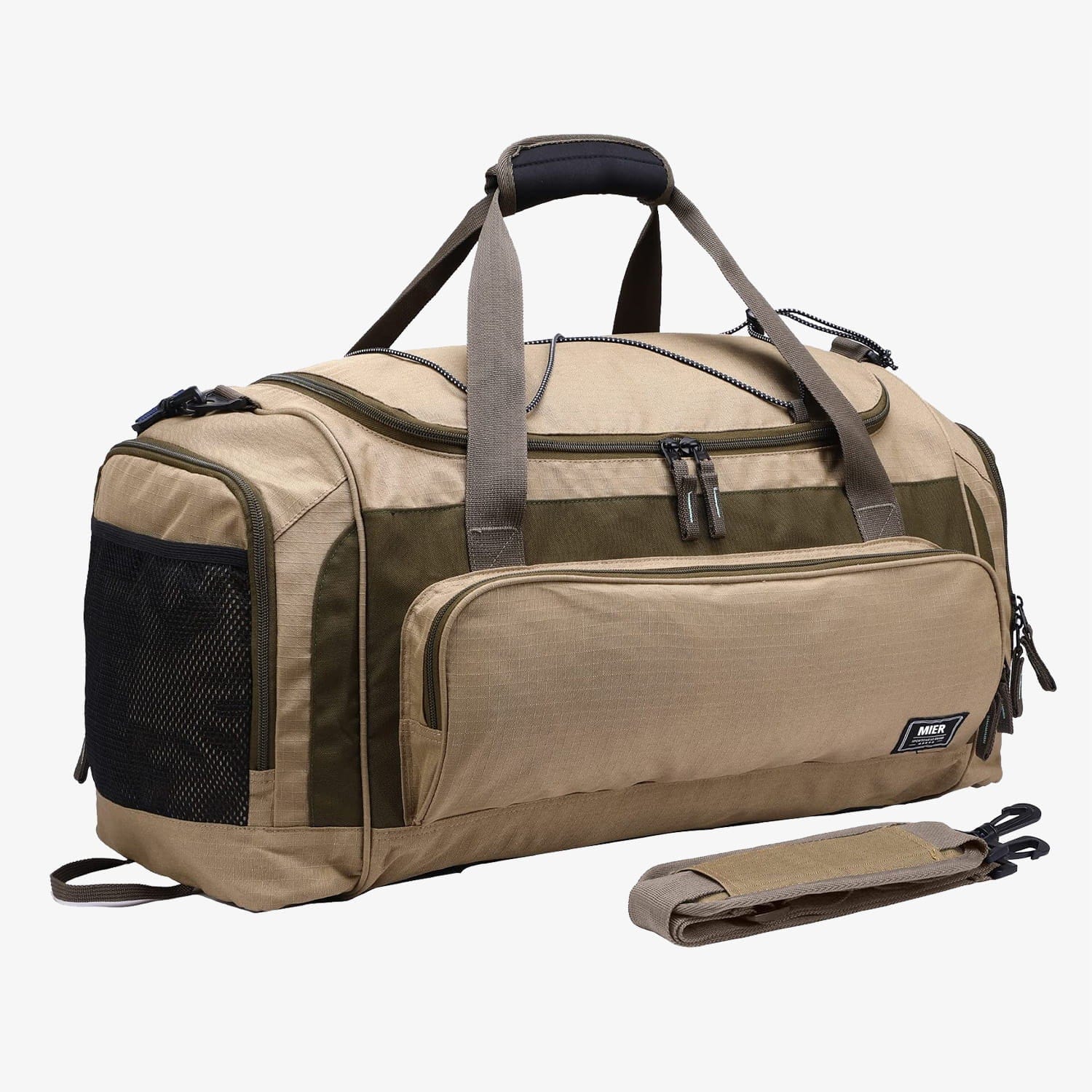 MIER Large Duffel Bag Gym Bag with Shoe Compartment Gym Duffel Bag Khaki