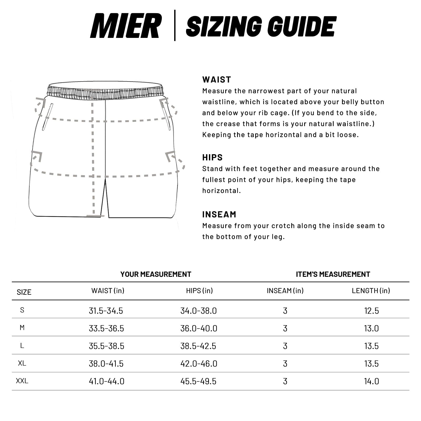 MIER Men‘s 3 Inch Marathon Running Shorts with Liner Men's Shorts