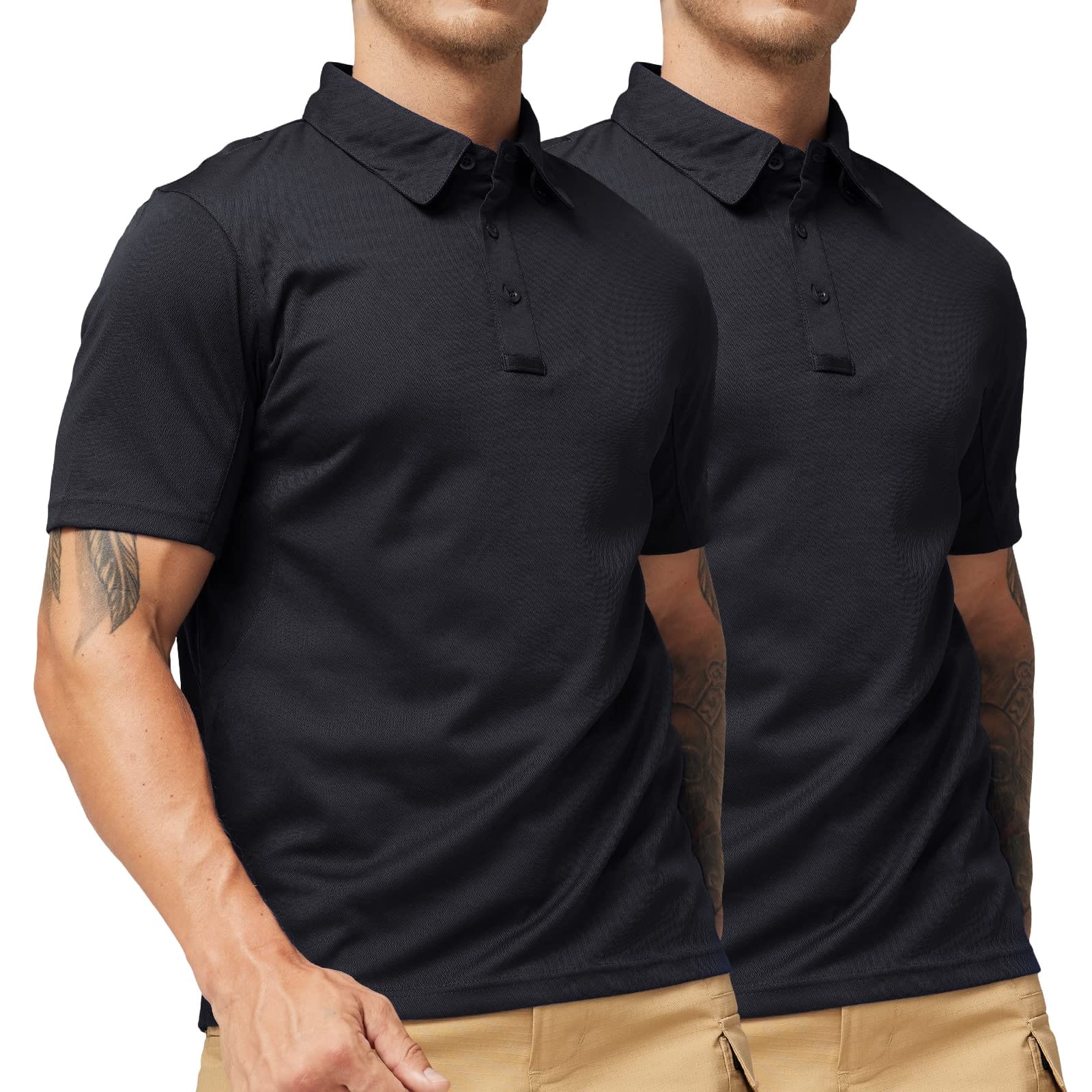 MIER Men's Tactical Polo Shirts Outdoor Collared Shirt Men Polo Black Black / S
