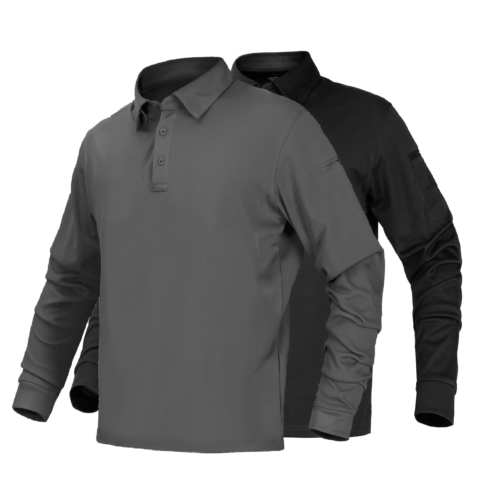 MIER Men’s Outdoor Tactical Long Sleeve Polo Shirts  Men Polo Black Grey / S