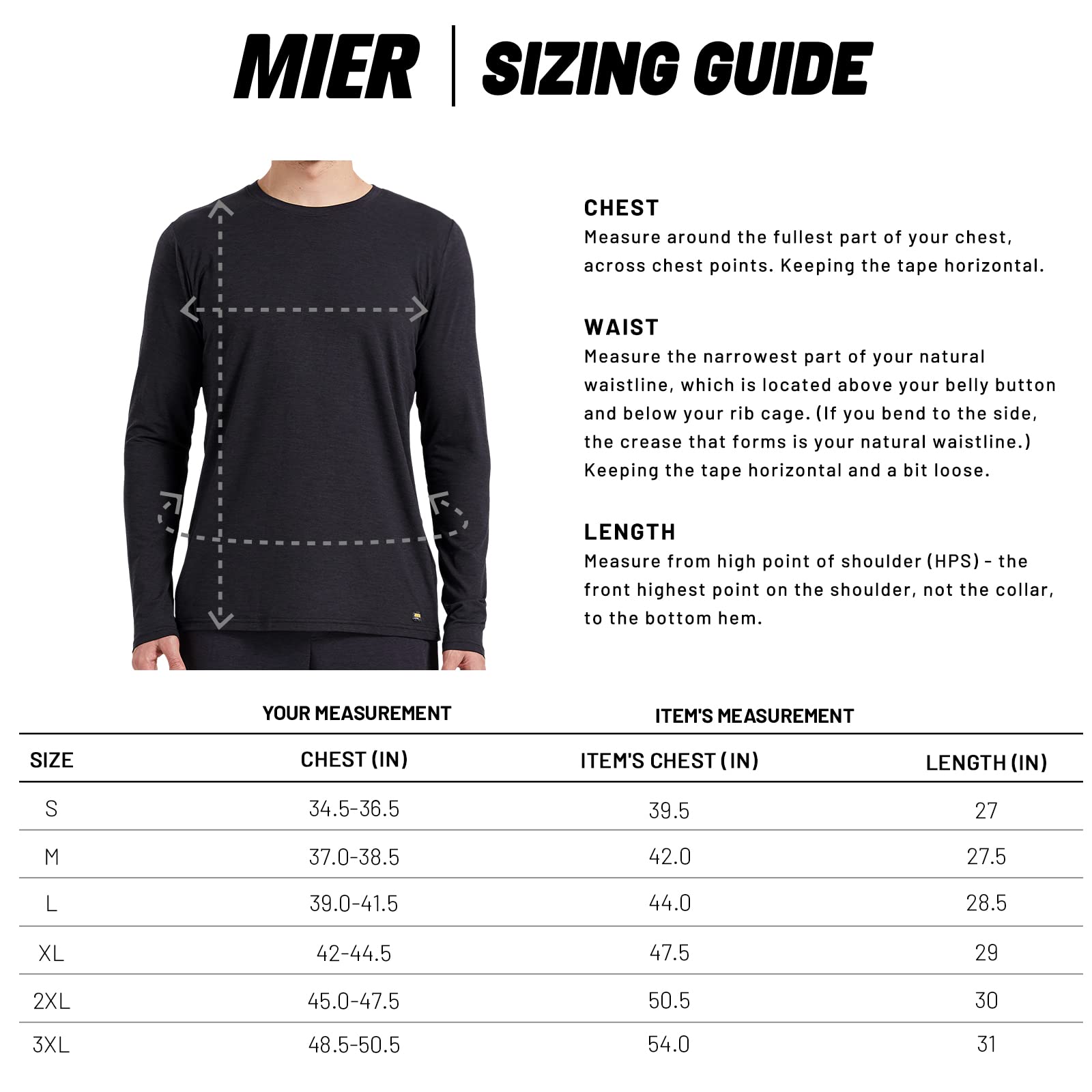 MIER Men’s Buttery Soft Long Sleeve Athletic Crew Neck Tee Men's Shirt