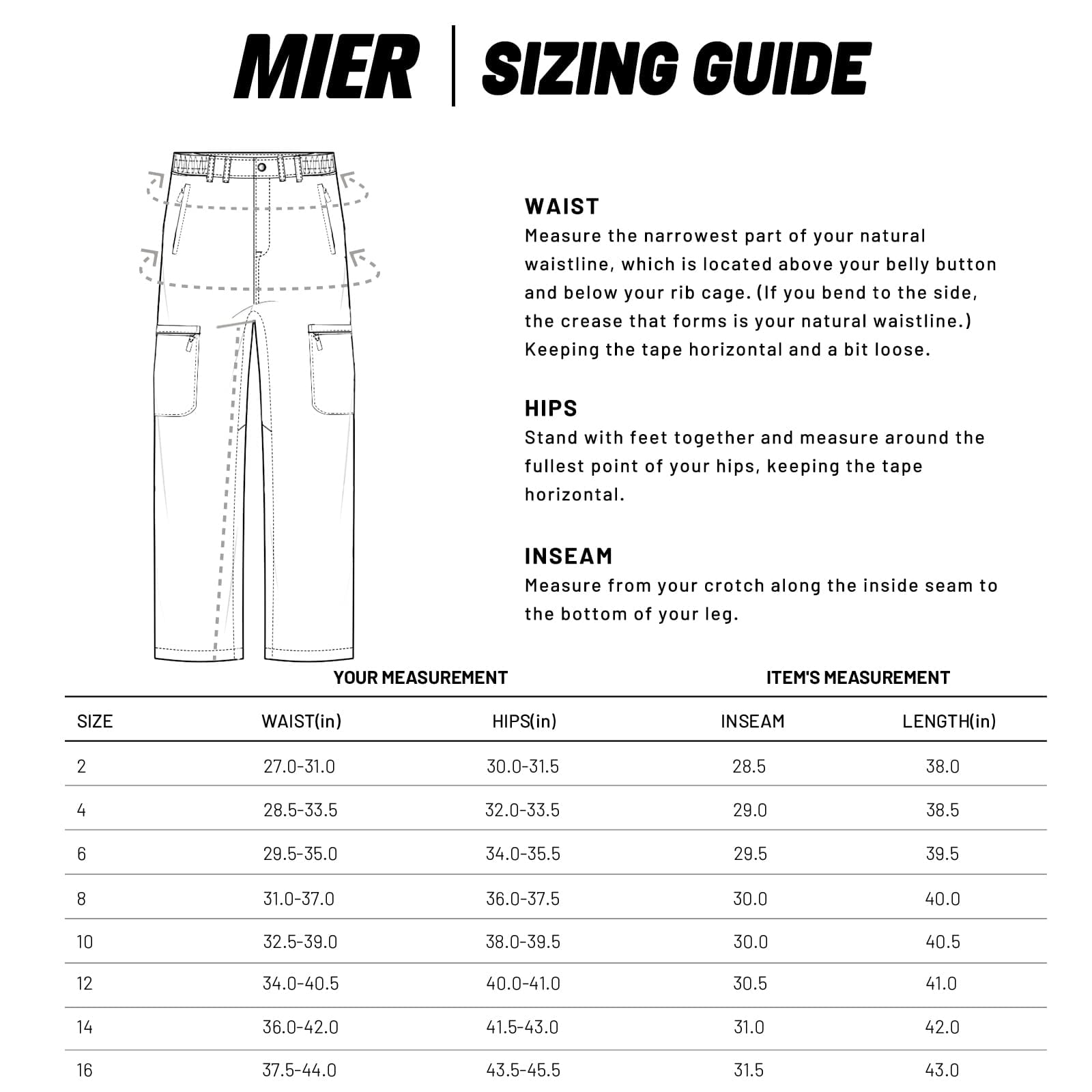 MIER Women Quick Dry Cargo Pants Tactical Hiking Pants Women Hiking Pants